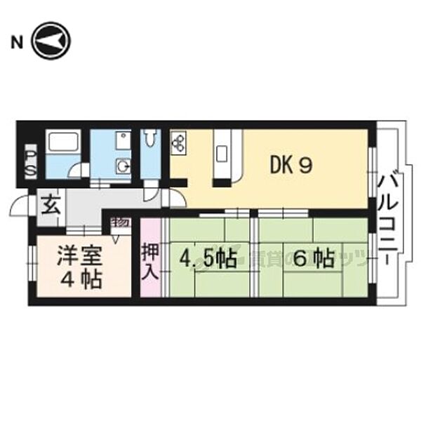 ユニライフ宇治II412号室 ｜京都府宇治市宇治若森(賃貸マンション3LDK・4階・53.35㎡)の写真 その2