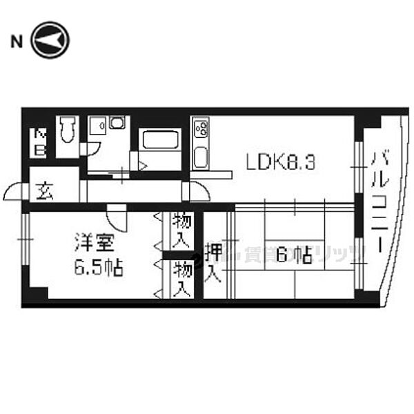 京都府宇治市五ヶ庄戸ノ内(賃貸マンション2LDK・1階・52.44㎡)の写真 その2