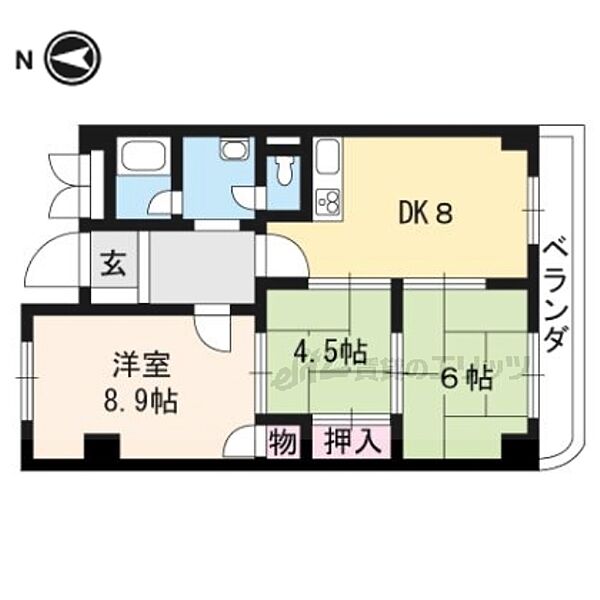 ロココ桂 2-C｜京都府京都市西京区川島滑樋町(賃貸マンション3LDK・2階・60.52㎡)の写真 その2