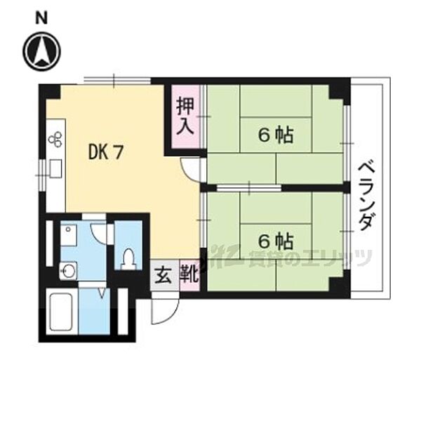 ＫＧビル 201｜京都府宇治市小倉町老ノ木(賃貸マンション2DK・2階・55.00㎡)の写真 その2