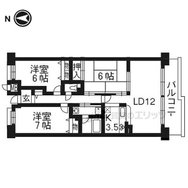 パデシオン桃山南 ｜京都府京都市伏見区桃山町大島(賃貸マンション3LDK・3階・74.14㎡)の写真 その2