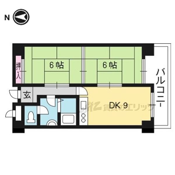 京都府京都市山科区東野片下り町(賃貸マンション2LDK・1階・51.05㎡)の写真 その2