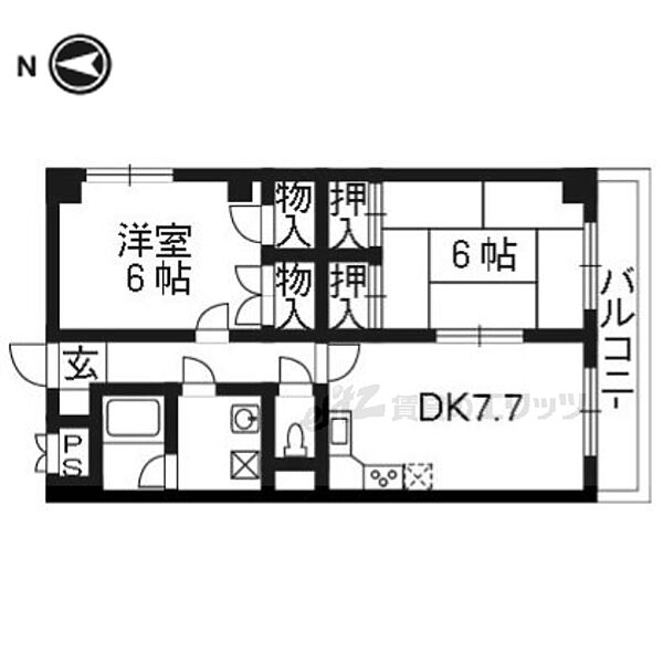 オレンジハウス 305｜京都府京都市伏見区向島吹田河原町(賃貸マンション2DK・3階・48.60㎡)の写真 その2