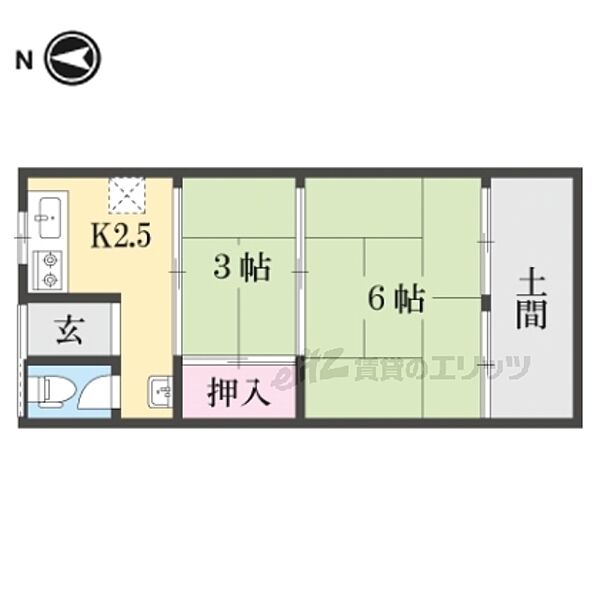 京都府京都市下京区西七条西八反田町(賃貸アパート2K・1階・26.00㎡)の写真 その2