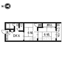 レジデンス菱屋 3階2DKの間取り