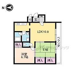 阪急京都本線 西向日駅 徒歩17分の賃貸マンション 2階2LDKの間取り