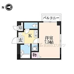 ロイヤルヴィンテージ三十三間堂 2階1Kの間取り