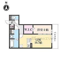 京阪本線 墨染駅 徒歩6分の賃貸アパート 2階1LDKの間取り