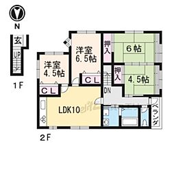 京阪宇治線 三室戸駅 徒歩15分の賃貸一戸建て 2階4LDKの間取り