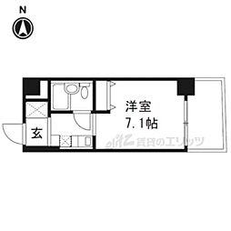 京都市営烏丸線 五条駅 徒歩1分の賃貸マンション 10階1Kの間取り