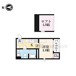 近鉄京都線 十条駅 徒歩10分の賃貸アパート 2階1Kの間取り