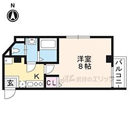 京阪本線 七条駅 徒歩3分の賃貸マンション 2階1Kの間取り