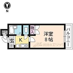 京阪本線 藤森駅 徒歩3分の賃貸マンション 1階1Kの間取り