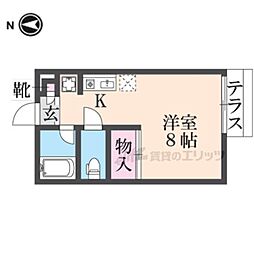 JR東海道・山陽本線 西大路駅 徒歩2分の賃貸アパート 1階ワンルームの間取り