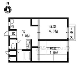 JR東海道・山陽本線 桂川駅 徒歩17分の賃貸アパート 1階2DKの間取り
