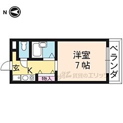 近鉄京都線 向島駅 徒歩5分の賃貸マンション 3階1Kの間取り