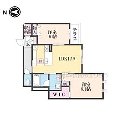 LATOUR桃山 1階2LDKの間取り