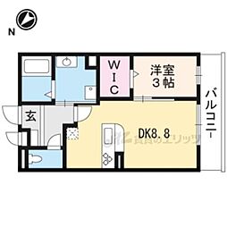 近鉄京都線 竹田駅 徒歩8分の賃貸アパート 2階1LDKの間取り