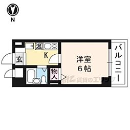 プレスト桃山 4階1Kの間取り
