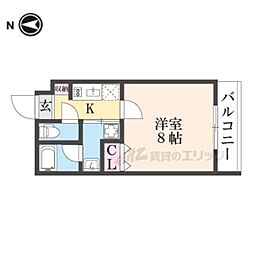 ブリリアコート龍谷大前 1階1Kの間取り