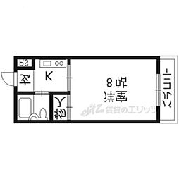 コート黄檗 2階1Kの間取り