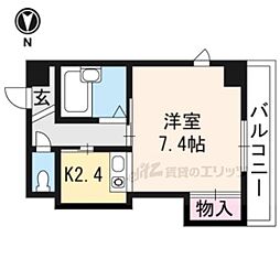 エスペランサ伏見 3階1Kの間取り