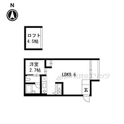 パークサイド壬生 3階1DKの間取り