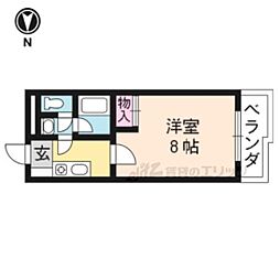 カーサ・ヴェルディ 2階1Kの間取り