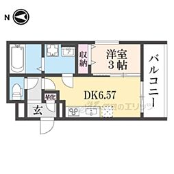 THE CITY京都醍醐 3階1DKの間取り