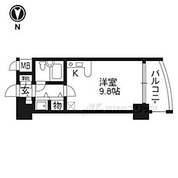 Ｄｅ’ｌｅａｄ河原町 4階1Kの間取り