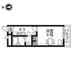 レオパレス宇治伊勢田 2階1Kの間取り