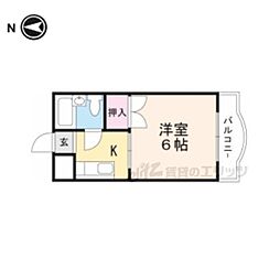 京都地下鉄東西線 東野駅 徒歩6分の賃貸アパート 2階ワンルームの間取り