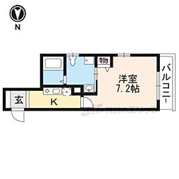 レヴィア東寺 3階1Kの間取り