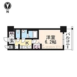 プレサンスTHE KYOTO粋都 6階1Kの間取り