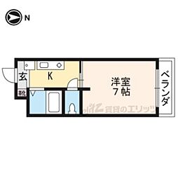 京阪宇治線 六地蔵駅 徒歩5分の賃貸マンション 3階ワンルームの間取り