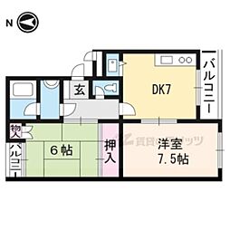 阪急京都本線 東向日駅 徒歩13分の賃貸マンション 4階2DKの間取り