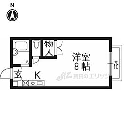 近鉄京都線 伊勢田駅 徒歩9分の賃貸アパート 1階ワンルームの間取り