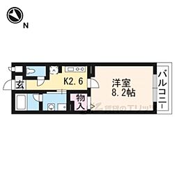 京都地下鉄東西線 石田駅 徒歩6分の賃貸マンション 3階1Kの間取り