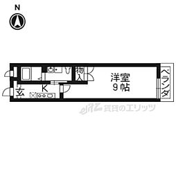 京都地下鉄東西線 椥辻駅 徒歩3分の賃貸マンション 3階1Kの間取り
