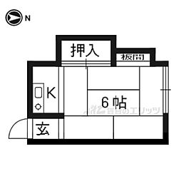 オカモクグランドハイツ 3階ワンルームの間取り