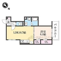 阪急京都本線 桂駅 徒歩16分の賃貸アパート 2階1LDKの間取り