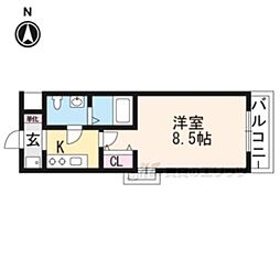 ルーチェ桃山 2階1Kの間取り