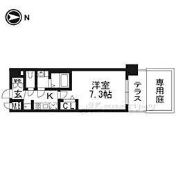 プレサンスTHEKYOTO流雅 1Kの間取図画像