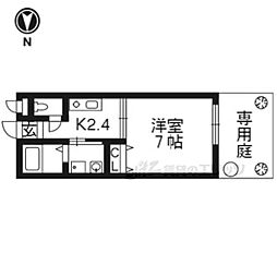 京都地下鉄東西線 椥辻駅 徒歩6分の賃貸アパート 1階1Kの間取り