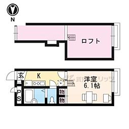 京阪本線 鳥羽街道駅 徒歩5分の賃貸アパート 1階1Kの間取り