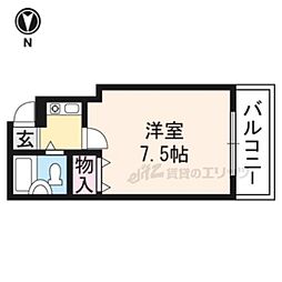 京都地下鉄東西線 東野駅 徒歩24分の賃貸マンション 3階ワンルームの間取り