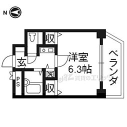 JR東海道・山陽本線 京都駅 徒歩4分の賃貸マンション 2階1Kの間取り
