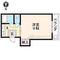 ハイツパープル 2階1Kの間取り