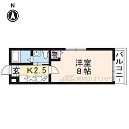 JR東海道・山陽本線 西大路駅 徒歩14分の賃貸マンション 2階1Kの間取り