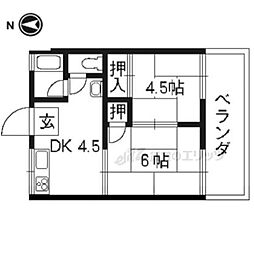 若竹ハイツ 2DKの間取図画像